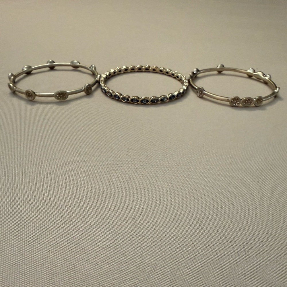 Silver Color Bangle Bracelet Set - Picture 2 of 7
